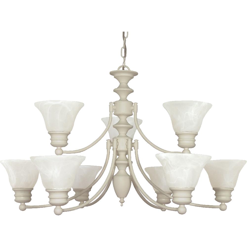 nuvo lighting Empire 9 Light 32 inch Textured White Chandelier Ceiling Light