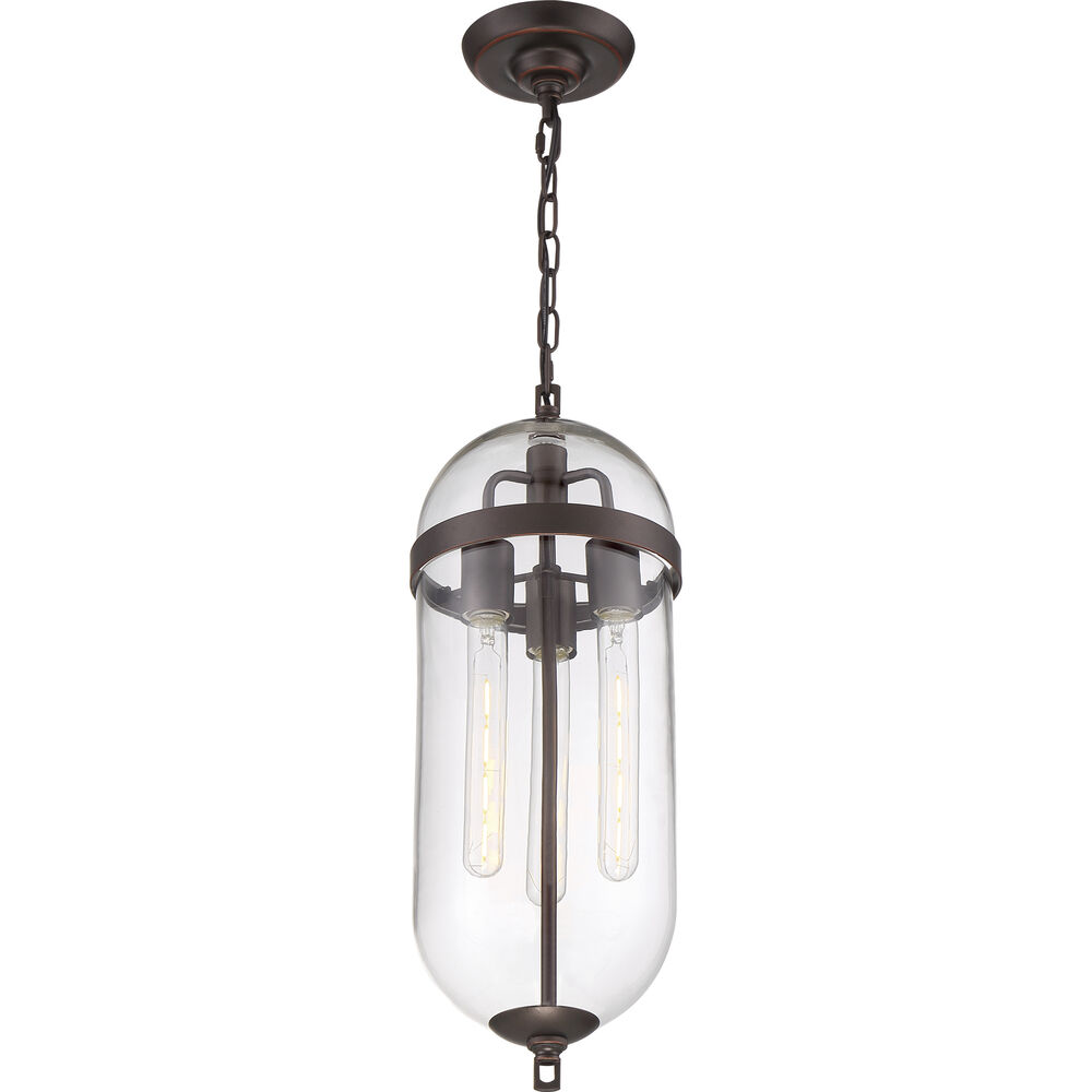 Nuvo Lighting Fantom 3 Light 8 Inch Mahogany Bronze And Clear Pendant Ceiling Light