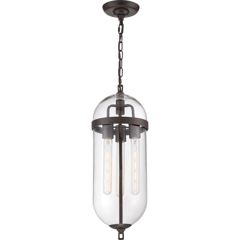 Nuvo Lighting Fantom 3 Light 8 Inch Mahogany Bronze And Clear Pendant Ceiling Light