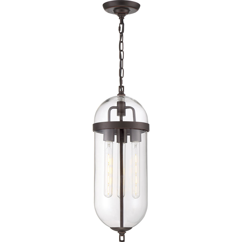 Nuvo Lighting Fantom 3 Light 8 Inch Mahogany Bronze And Clear Pendant Ceiling Light