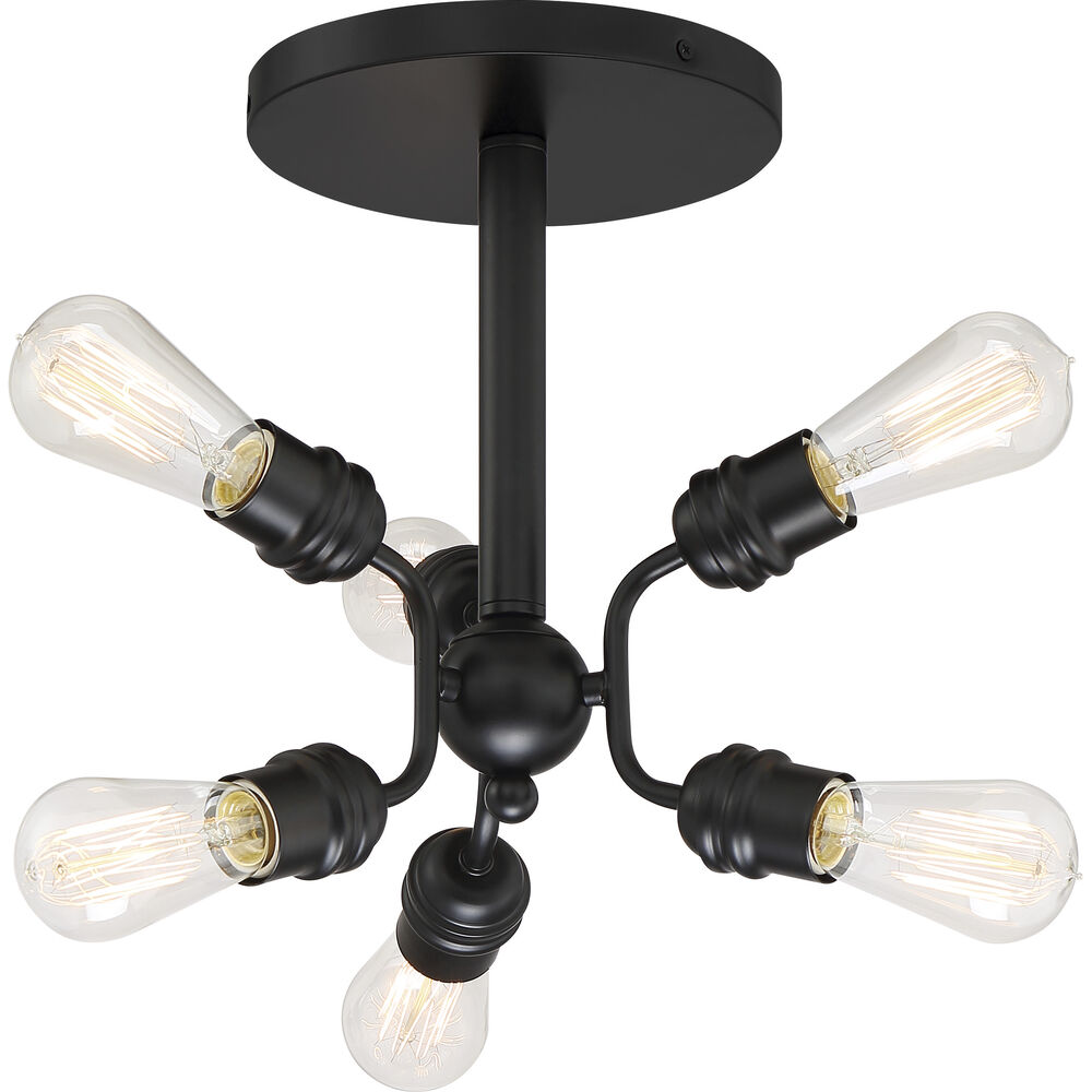 Nuvo Lighting Faraday 6 Light 16.5 Inch Black Semi Flush Mount Ceiling Light