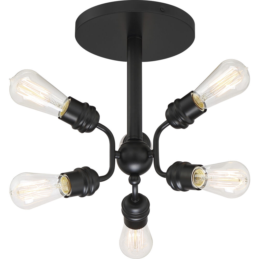 Nuvo Lighting Faraday 6 Light 16.5 Inch Black Semi Flush Mount Ceiling Light