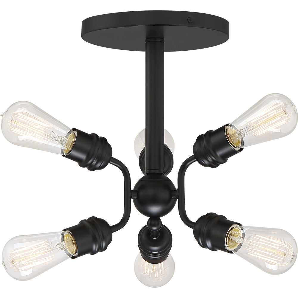 Nuvo Lighting Faraday 6 Light 16.5 Inch Black Semi Flush Mount Ceiling Light