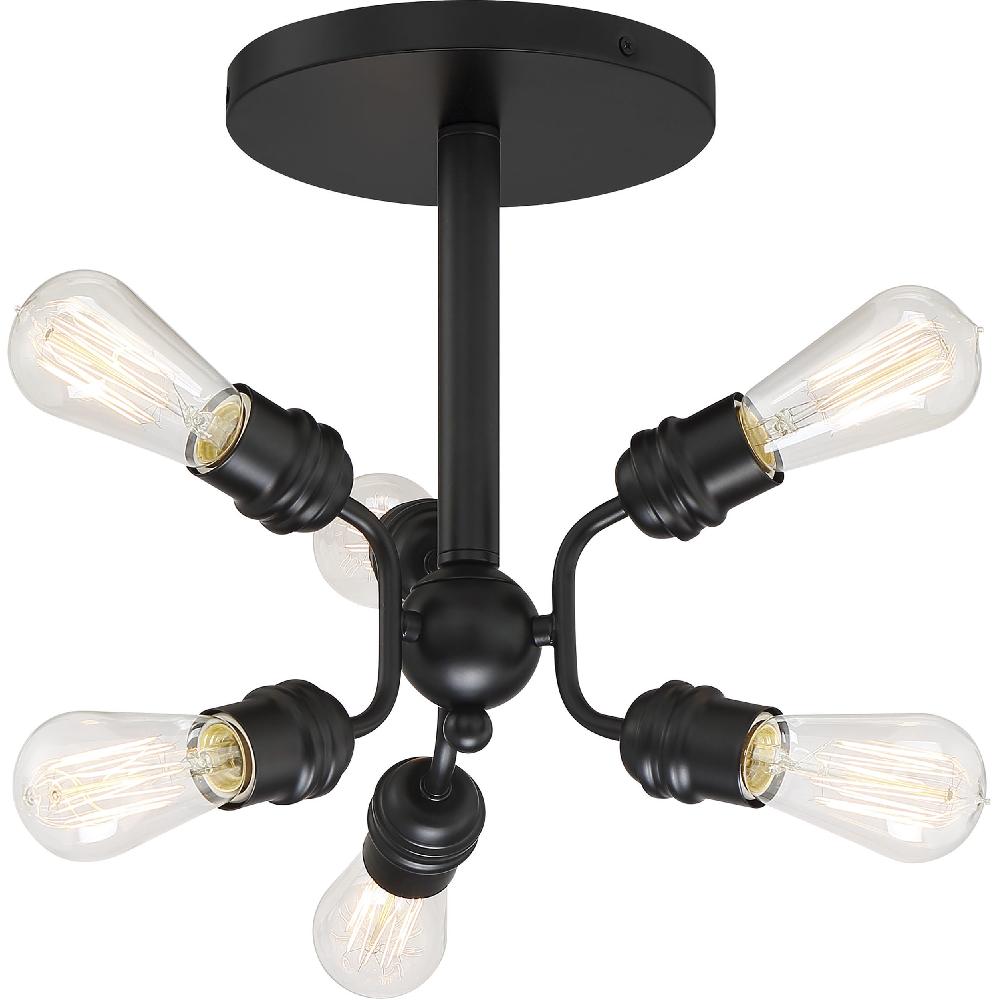 nuvo lighting Faraday 6 Light 16.5 inch Black Semi Flush Mount Ceiling Light