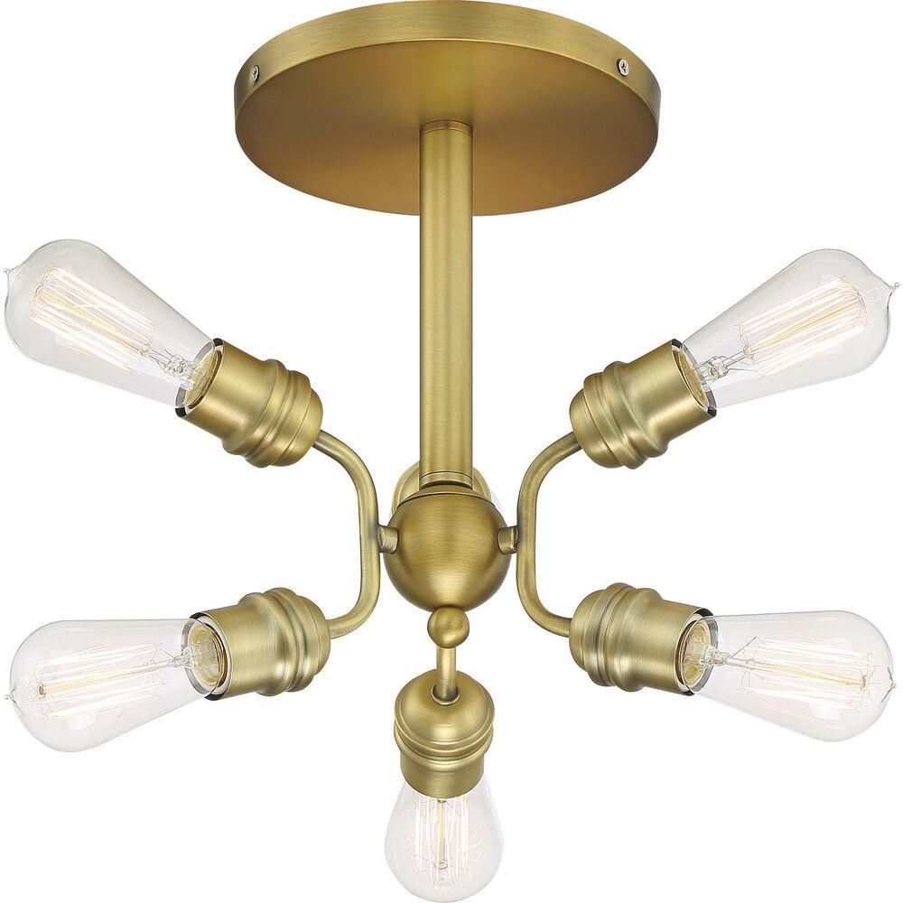 Nuvo Lighting Faraday 6 Light 16.5 Inch Brushed Brass Semi Flush Mount Ceiling Light
