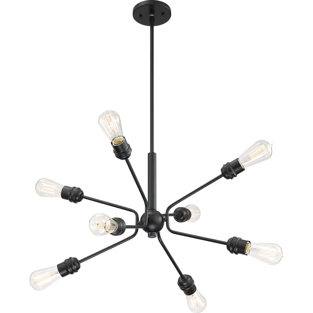 Nuvo Lighting Faraday 8 Light 30.13 Inch Black Pendant Ceiling Light