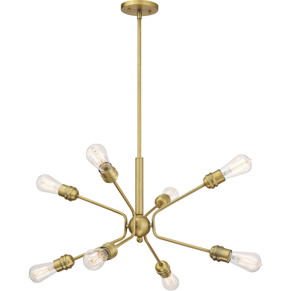 Nuvo Lighting Faraday 8 Light 30.13 Inch Brushed Brass Pendant Ceiling Light