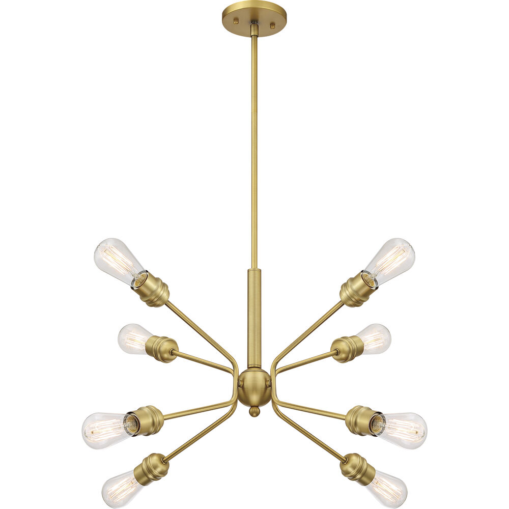 Nuvo Lighting Faraday 8 Light 30.13 Inch Brushed Brass Pendant Ceiling Light