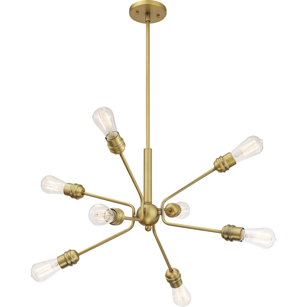 Nuvo Lighting Faraday 8 Light 30.13 Inch Brushed Brass Pendant Ceiling Light