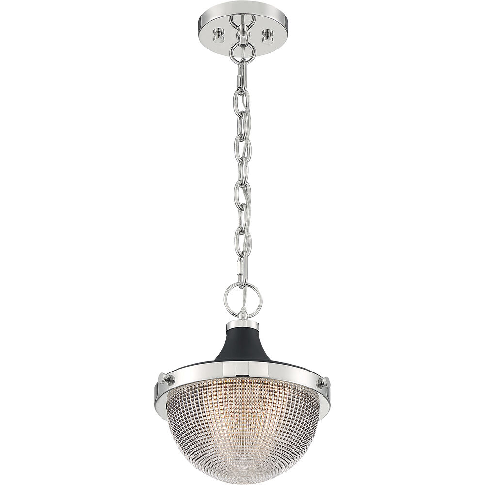 Nuvo Lighting Faro 1 Light 10 Inch Polished Nickel And Black Accents Pendant Ceiling Light
