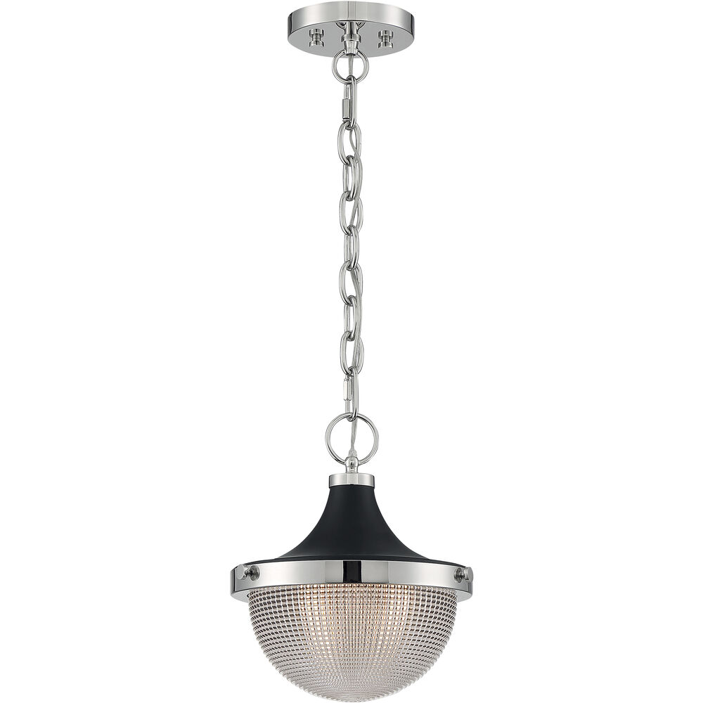 Nuvo Lighting Faro 1 Light 10 Inch Polished Nickel And Black Accents Pendant Ceiling Light