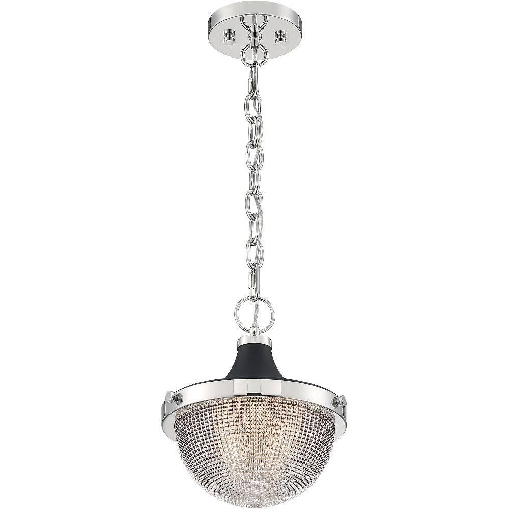 nuvo lighting Faro 1 Light 10 inch Polished Nickel and Black Accents Pendant Ceiling Light
