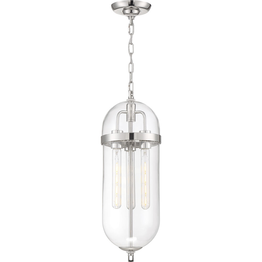 Nuvo Lighting Fathom 3 Light 8 Inch Polished Nickel And Clear Pendant Ceiling Light