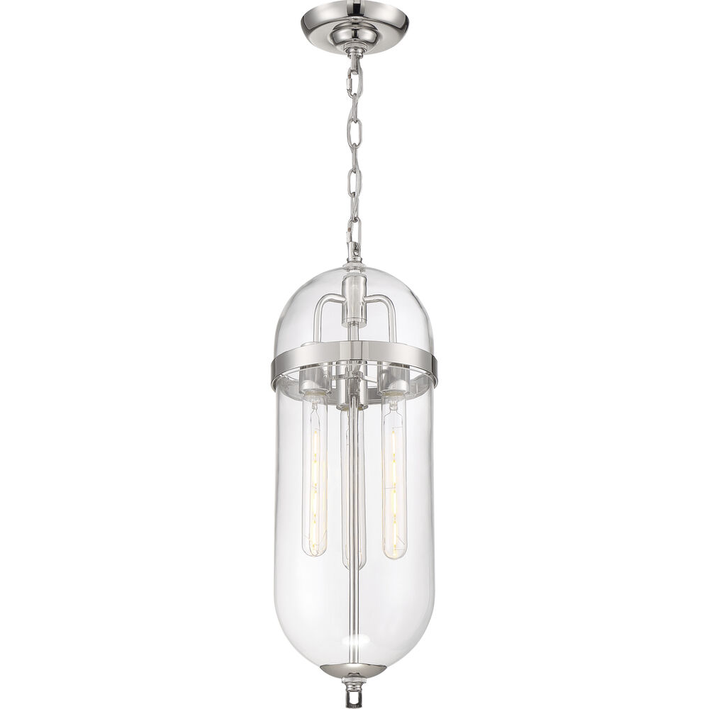 Nuvo Lighting Fathom 3 Light 8 Inch Polished Nickel And Clear Pendant Ceiling Light