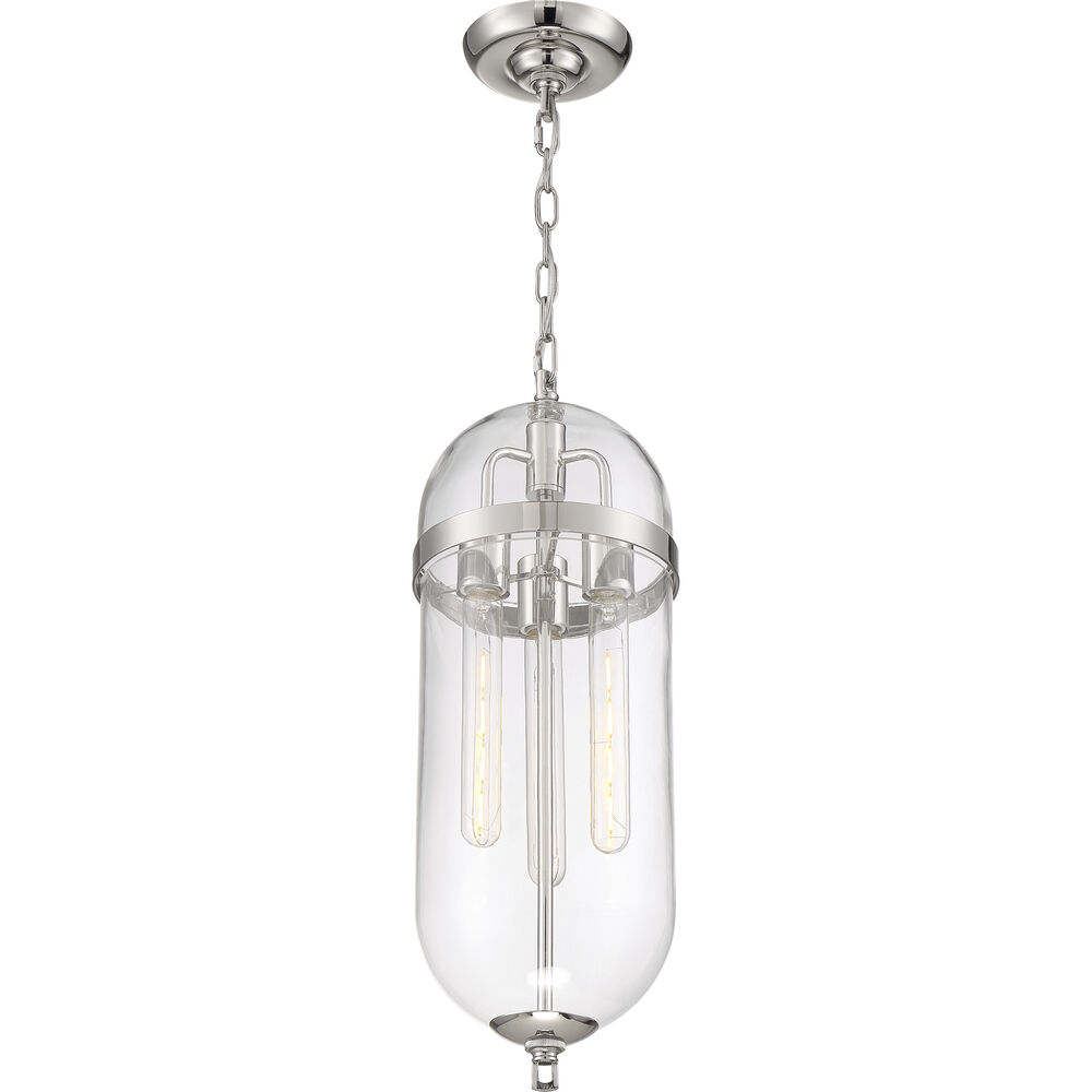 Nuvo Lighting Fathom 3 Light 8 Inch Polished Nickel And Clear Pendant Ceiling Light
