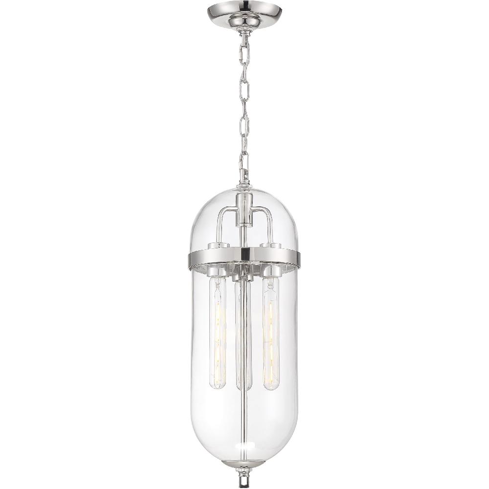 nuvo lighting Fathom 3 Light 8 inch Polished Nickel and Clear Pendant Ceiling Light