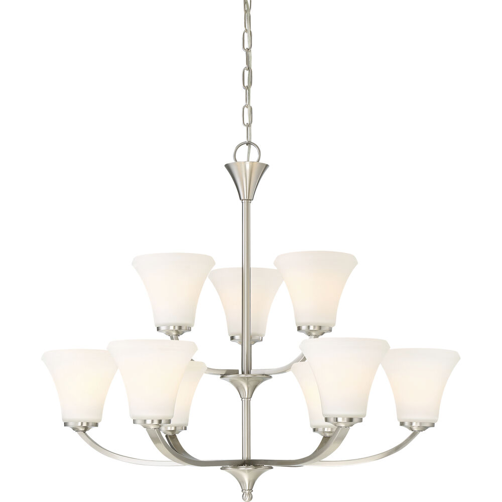 Nuvo Lighting Fawn 9 Light 30 Inch Brushed Nickel Chandelier Ceiling Light