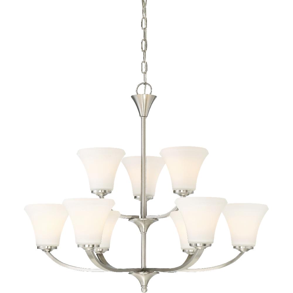 nuvo lighting Fawn 9 Light 30 inch Brushed Nickel Chandelier Ceiling Light