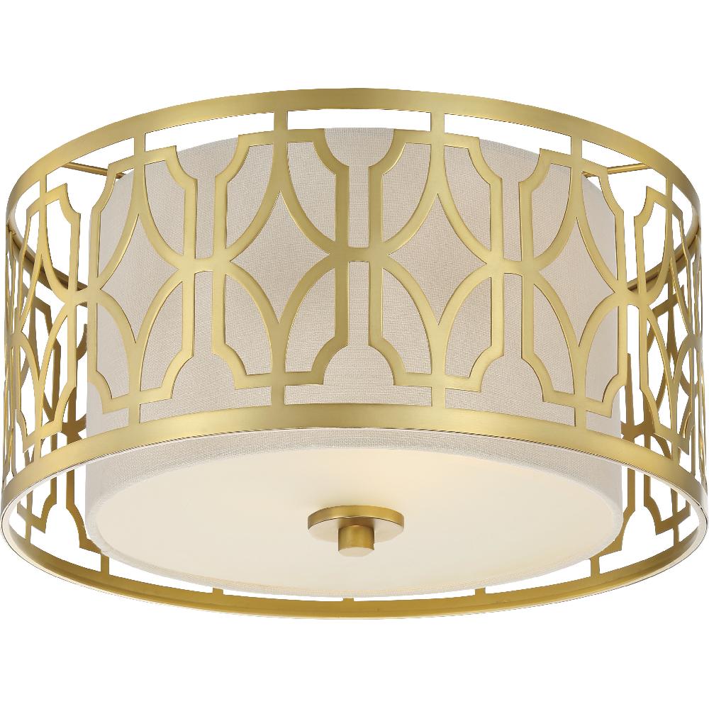 nuvo lighting Filigree 2 Light 15 inch Natural Brass Flush Mount Ceiling Light