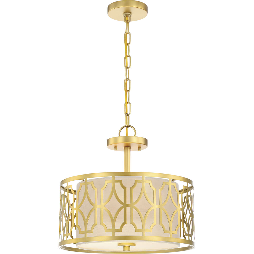 Nuvo Lighting Filigree 2 Light 15 Inch Natural Brass Semi Flush Mount Ceiling Light