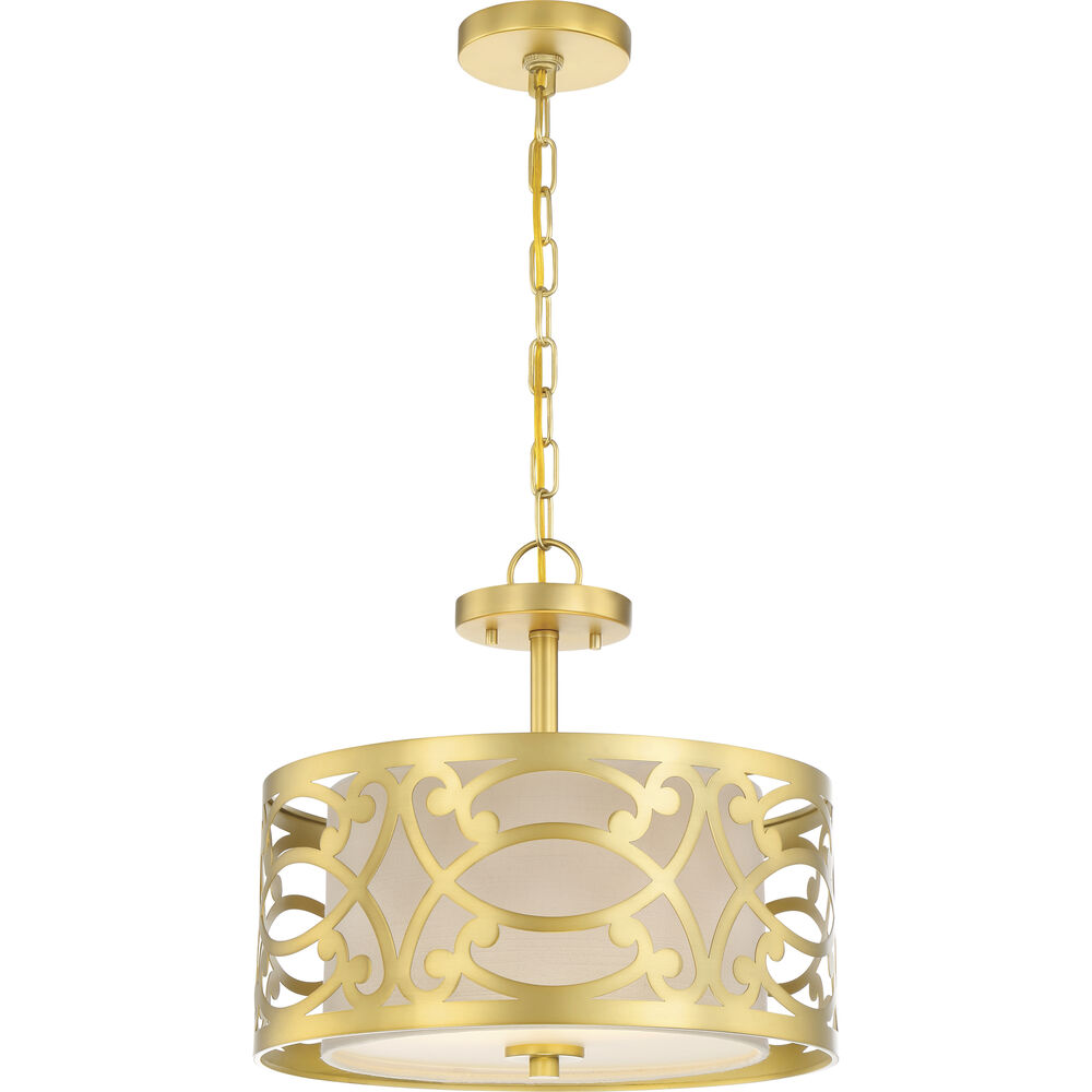 Nuvo Lighting Filigree 2 Light 15 Inch Natural Brass Semi Flush Mount Ceiling Light