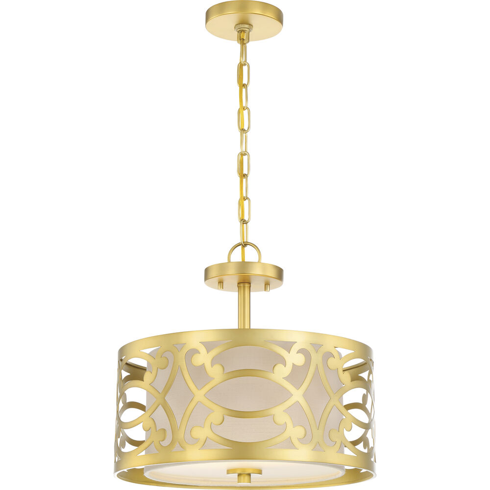 Nuvo Lighting Filigree 2 Light 15 Inch Natural Brass Semi Flush Mount Ceiling Light