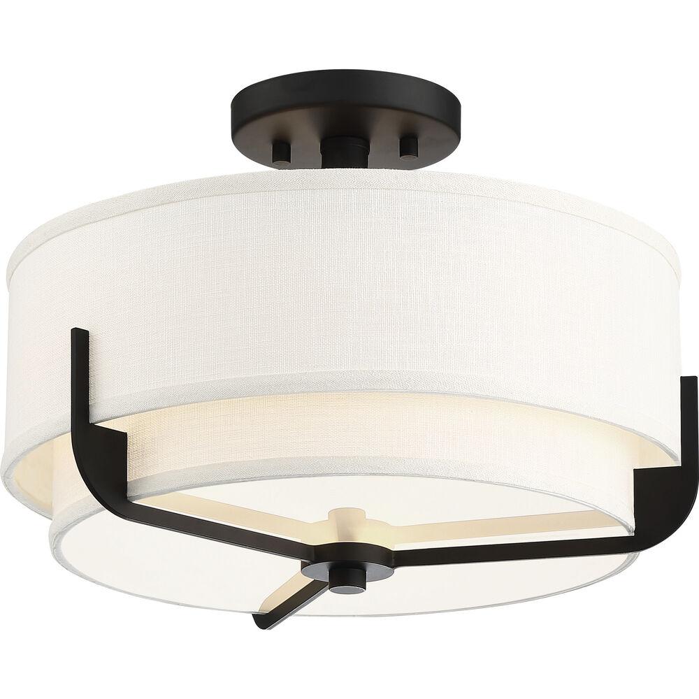 Nuvo Lighting Frankie 3 Light 15 Inch Aged Bronze Semi Flush Mount Ceiling Light