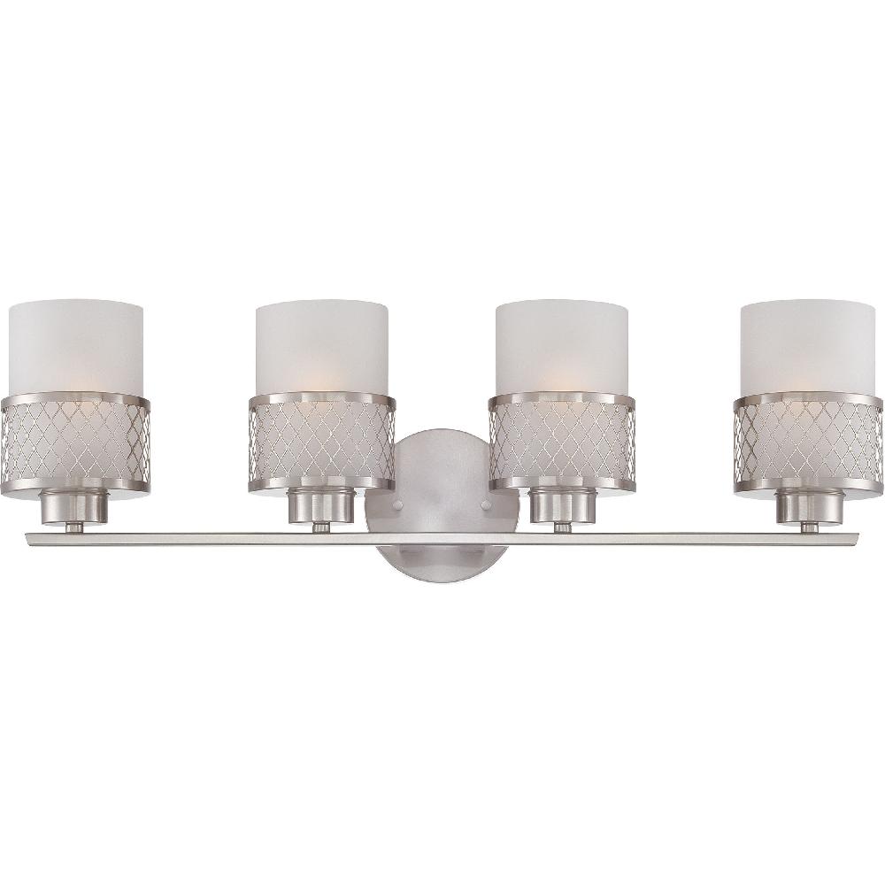 nuvo lighting Fusion 4 Light 27 inch Brushed Nickel Vanity Light Wall Light