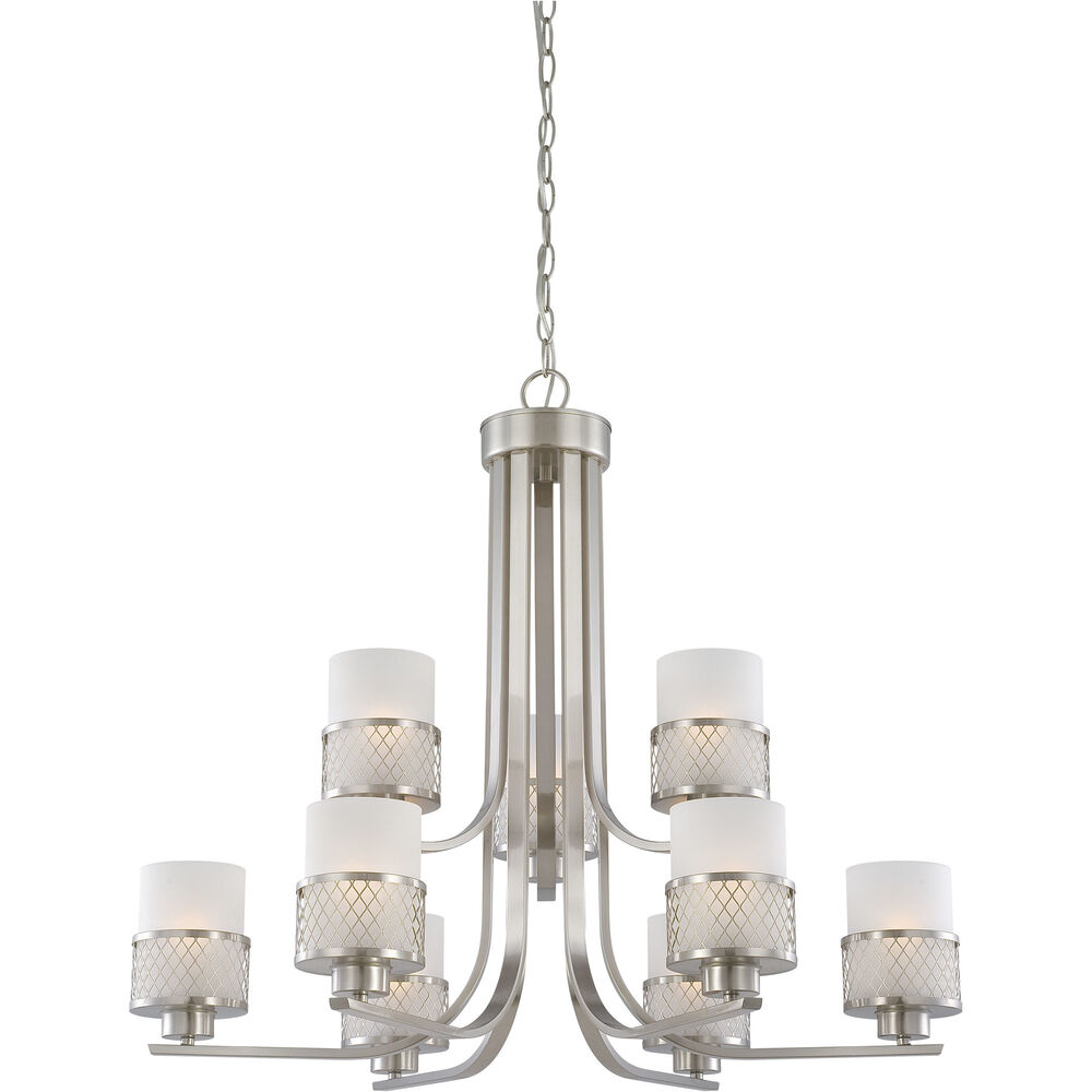 Nuvo Lighting Fusion 9 Light 30.88 Inch Brushed Nickel Chandelier Ceiling Light