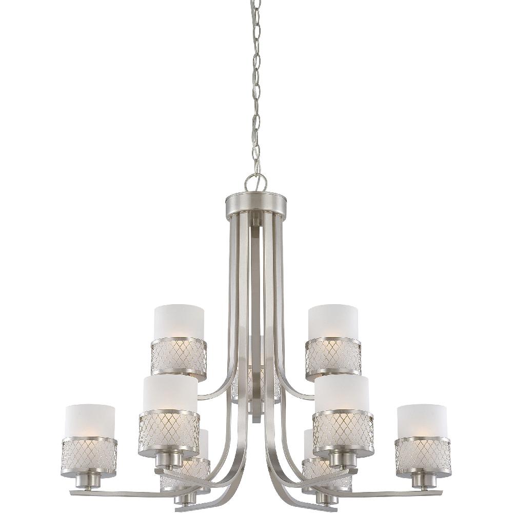 nuvo lighting Fusion 9 Light 30.88 inch Brushed Nickel Chandelier Ceiling Light