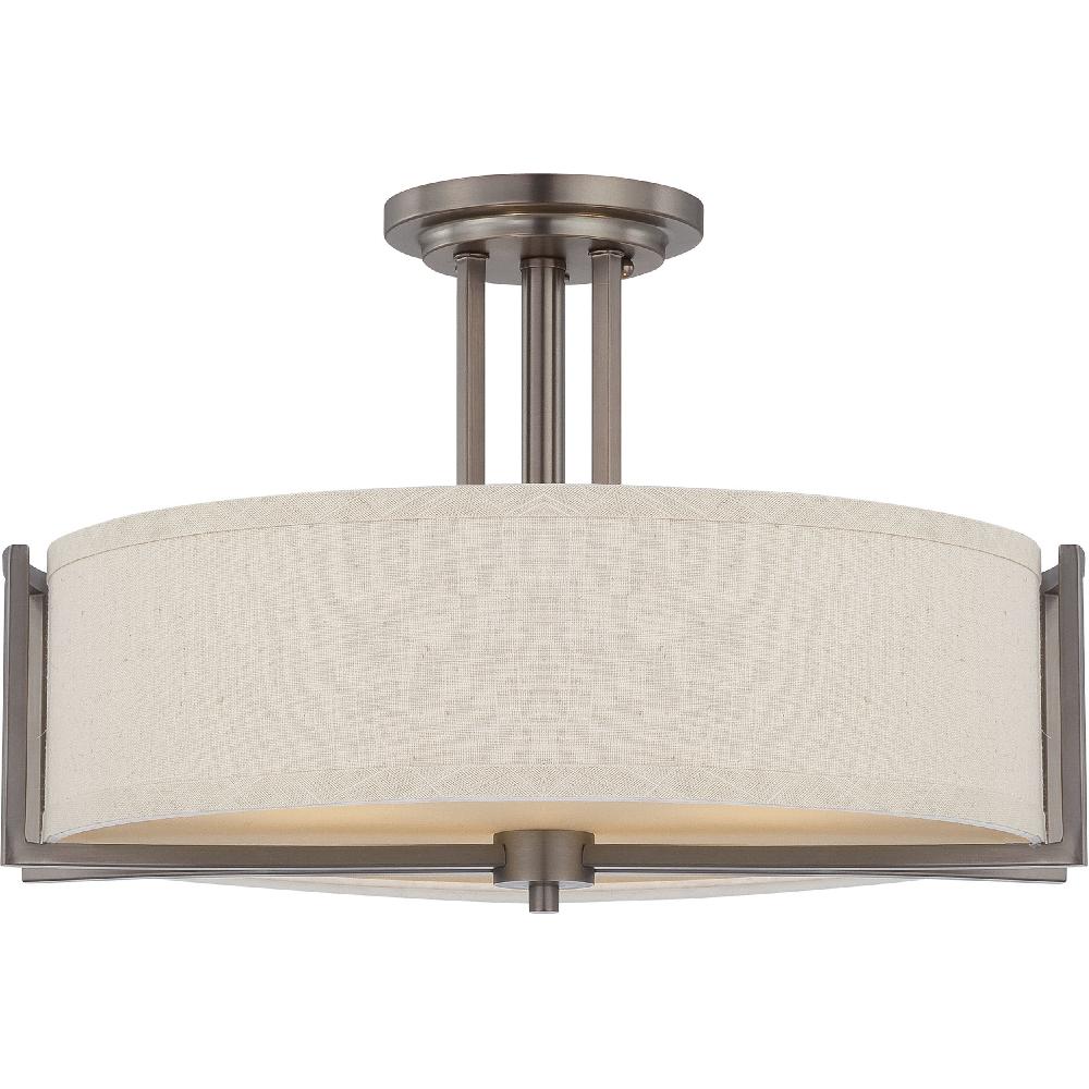 nuvo lighting Gemini 3 Light 18.38 inch Hazel Bronze and Khaki Semi Flush Mount Ceiling Light