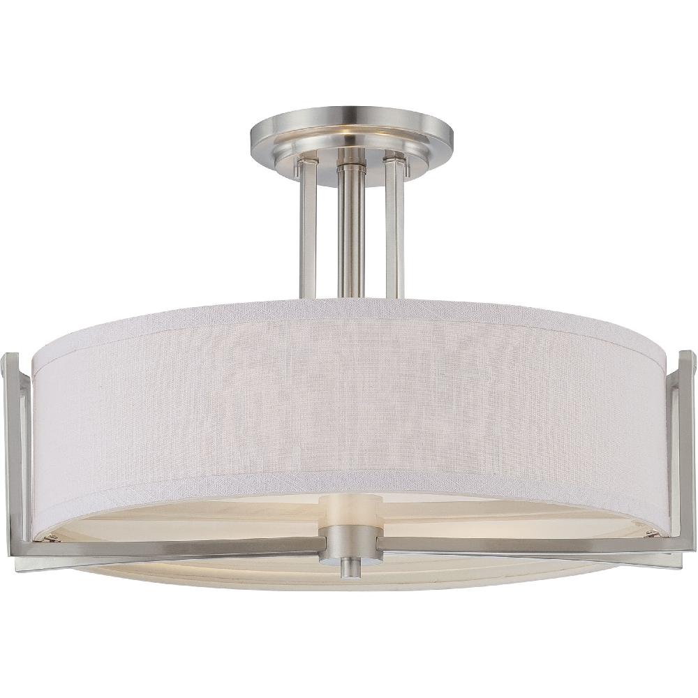 nuvo lighting Gemini 3 Light 18 inch Brushed Nickel Semi Flush Mount Ceiling Light