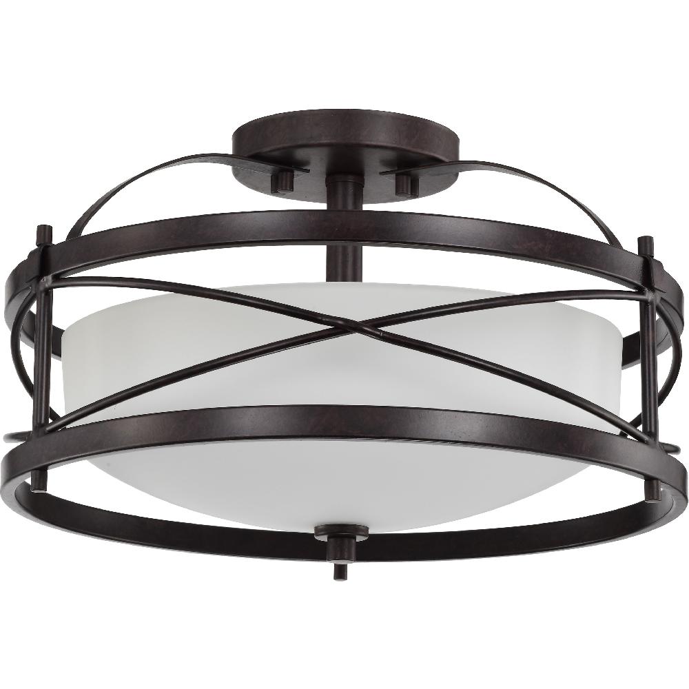 nuvo lighting Ginger 2 Light 14 inch Old Bronze Semi Flush Mount Ceiling Light