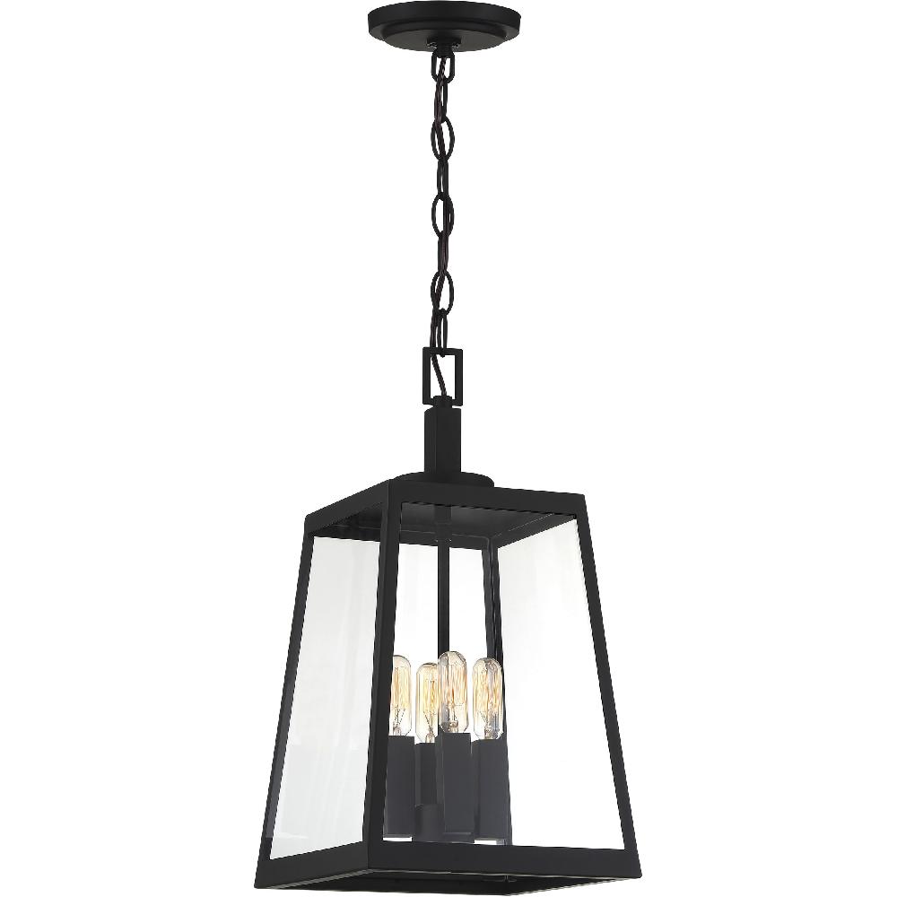 nuvo lighting Halifax 4 Light 10 inch Matte Black and Glass Outdoor Hanging Lantern