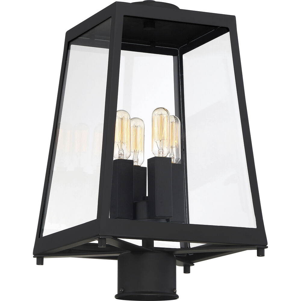 Nuvo Lighting Halifax 4 Light 16 Inch Matte Black And Glass Outdoor Post Lantern
