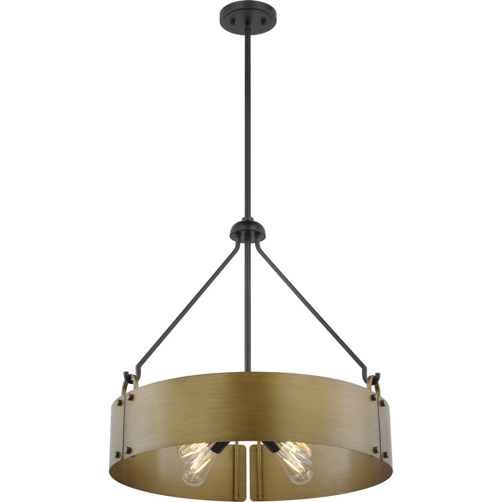 Nuvo Lighting Halter 4 Light 22.63 Inch Matte Black And Natural Brass Pendant Ceiling Light