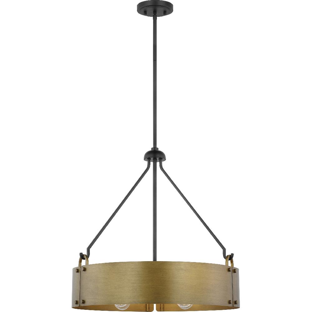 nuvo lighting Halter 4 Light 22.63 inch Matte Black and Natural Brass Pendant Ceiling Light