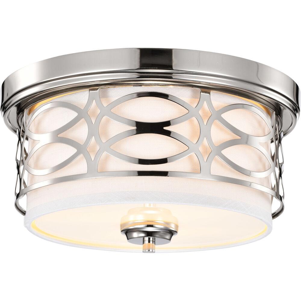 Nuvo Lighting Harlow 2 Light 13.38 Inch Polished Nickel Flush Mount Ceiling Light