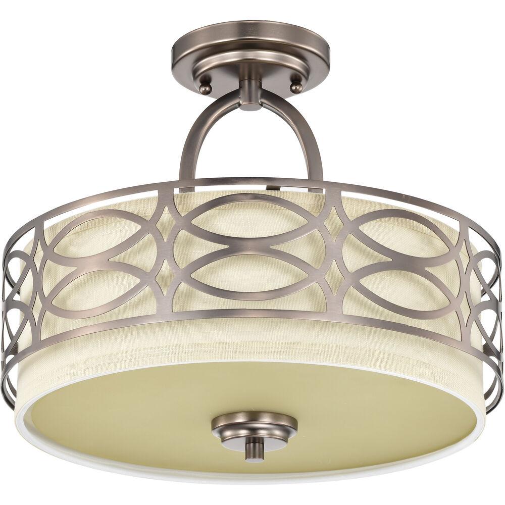 Nuvo Lighting Harlow 3 Light 15 Inch Hazel Bronze Semi Flush Mount Ceiling Light