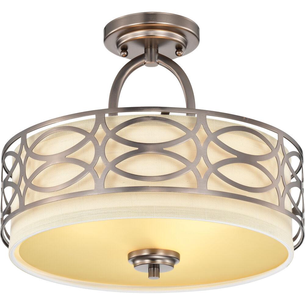 Nuvo Lighting Harlow 3 Light 15 Inch Hazel Bronze Semi Flush Mount Ceiling Light