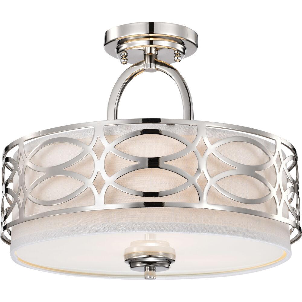 Nuvo Lighting Harlow 3 Light 15 Inch Polished Nickel Semi Flush Mount Ceiling Light