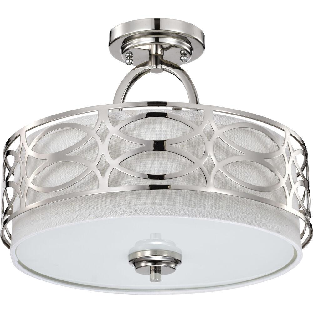Nuvo Lighting Harlow 3 Light 15 Inch Polished Nickel Semi Flush Mount Ceiling Light