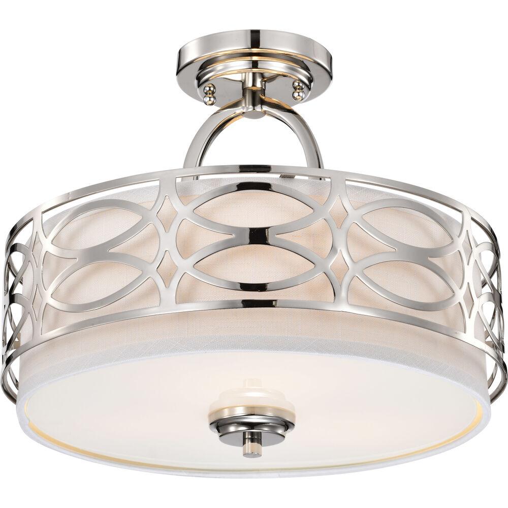 Nuvo Lighting Harlow 3 Light 15 Inch Polished Nickel Semi Flush Mount Ceiling Light