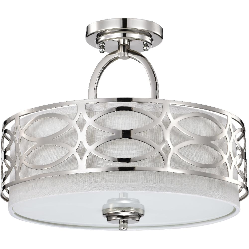 nuvo lighting Harlow 3 Light 15 inch Polished Nickel Semi Flush Mount Ceiling Light