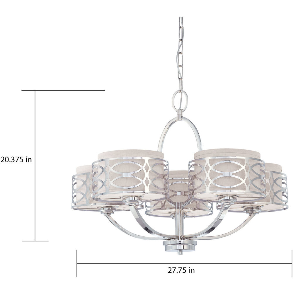 Nuvo Lighting Harlow 5 Light 27.75 Inch Polished Nickel Chandelier Ceiling Light