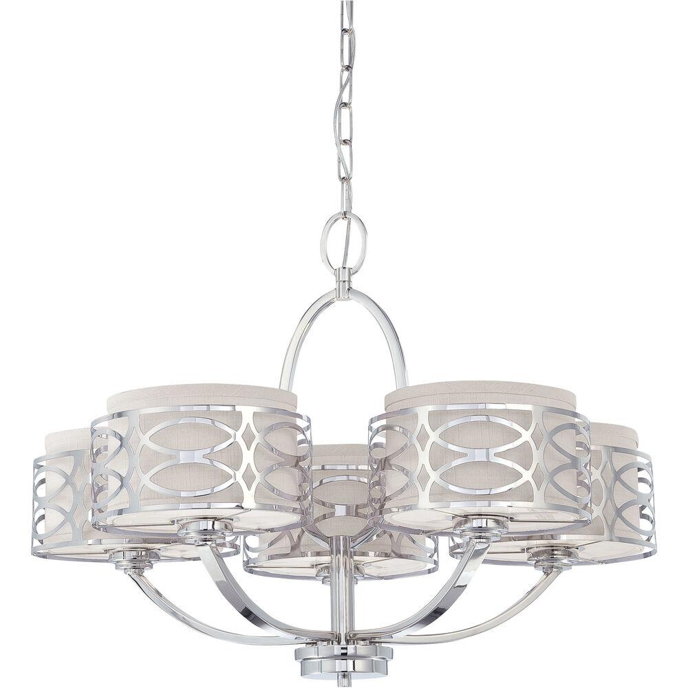 Nuvo Lighting Harlow 5 Light 27.75 Inch Polished Nickel Chandelier Ceiling Light