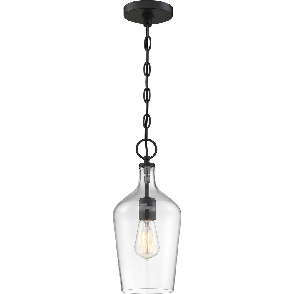 Nuvo Lighting Hartley 1 Light 7 Inch Matte Black And Clear Pendant Ceiling Light