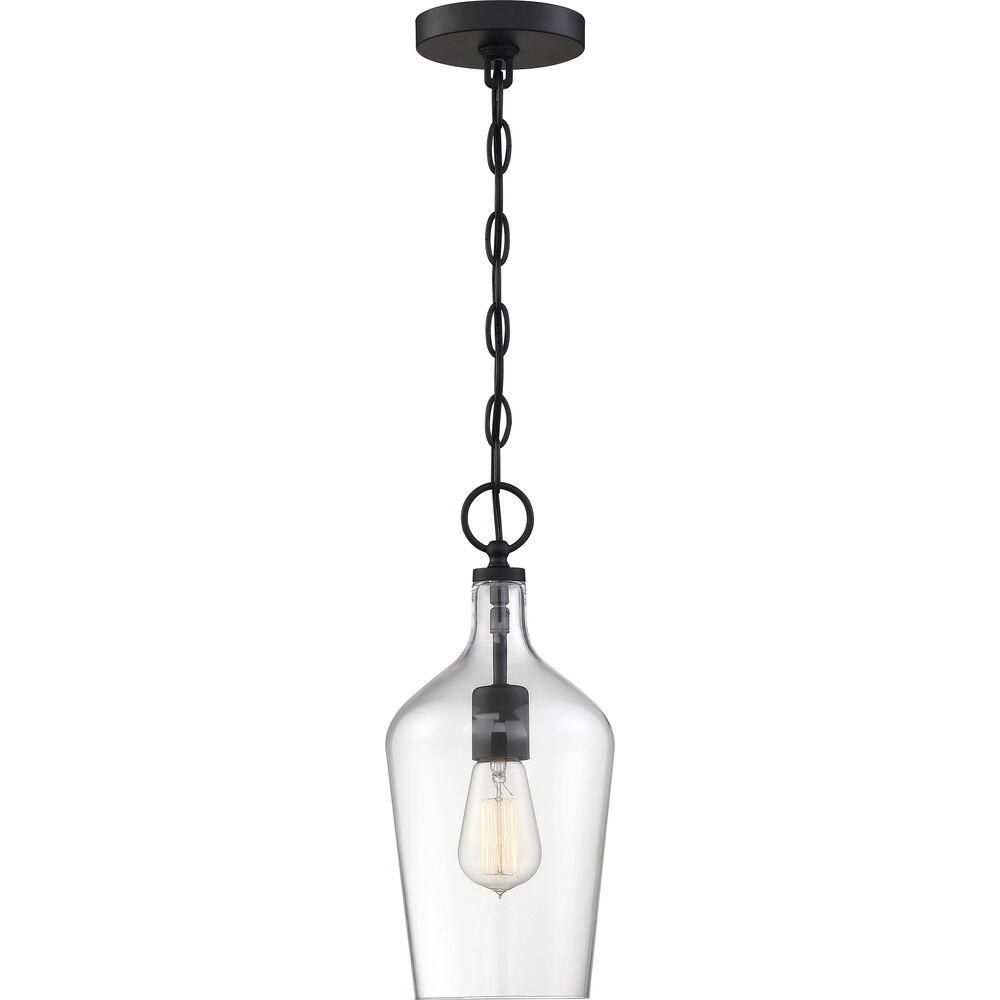 Nuvo Lighting Hartley 1 Light 7 Inch Matte Black And Clear Pendant Ceiling Light
