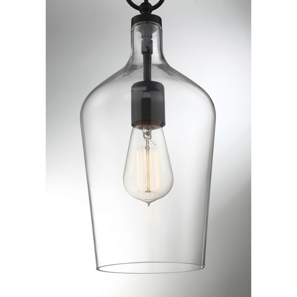 Nuvo Lighting Hartley 1 Light 7 Inch Matte Black And Clear Pendant Ceiling Light
