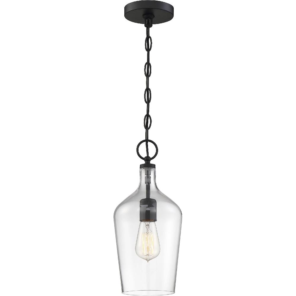 nuvo lighting Hartley 1 Light 7 inch Matte Black and Clear Pendant Ceiling Light